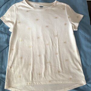 Old Navy Light Pink Tee with Golden Palm Trees